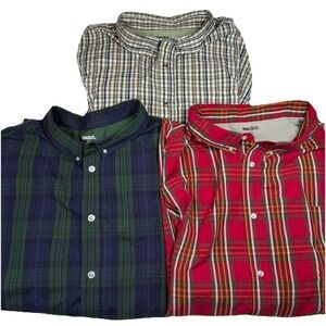 Lot 3 KingSize LS Button Up Shirts Men's 5XL Big Plaid Checked Multicolor GUC